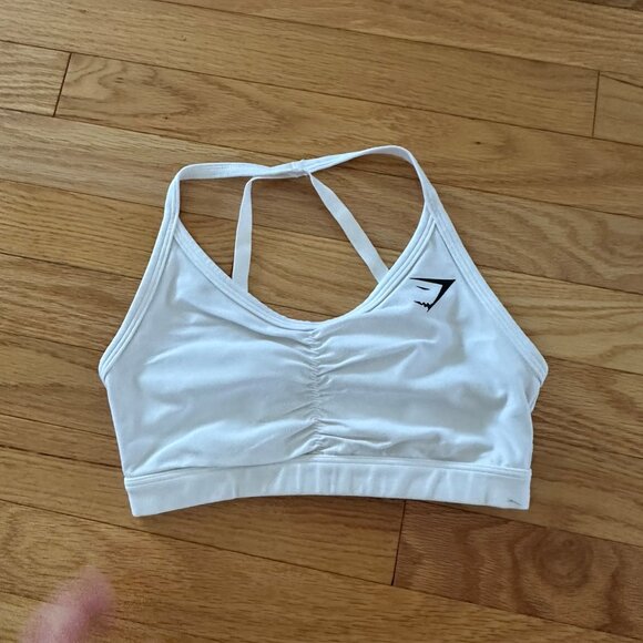 Gymshark White Ruched Sports Bra - Picture 4 of 5